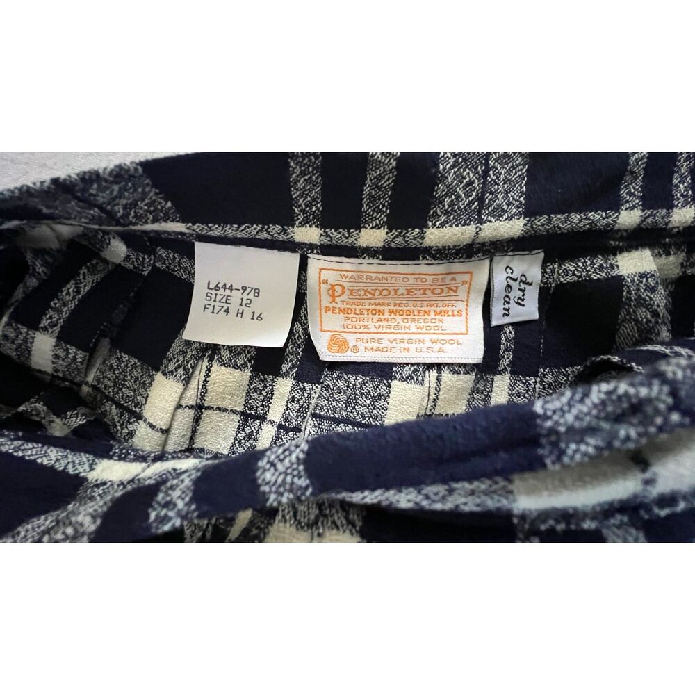 Vintage Pendleton Wool Plaid Black White Women's Skirt Size  12 - Picture 6 of 12